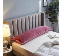 Milk Velvet Extra Long Body Support Bolster Pillowcase, 4ft/5ft/6ft Headboard Cushion Cover, Soft Warm Decorative Pillow Cover with Hidden Zipper, Machine Washable (Rose,48×150cm(19"×59"))