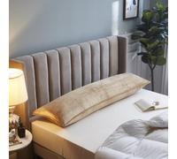 Milk Velvet Extra Long Body Support Bolster Pillowcase, 4ft/5ft/6ft Headboard Cushion Cover, Soft Warm Decorative Pillow Cover with Hidden Zipper, Machine Washable (Beige,48×120cm(19"×47"))