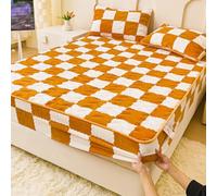 Milk Velvet Mattress Protector, Winter Plush Warm Bed Mattress Protective Cover, 360° Wrap Topper Encasement Cover, for Home, Bedroom, Hotel Yellow 200x220cm