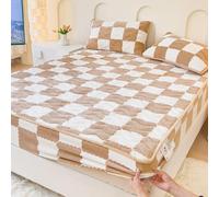 Milk Velvet Mattress Protector, Winter Plush Warm Bed Mattress Protective Cover, 360° Wrap Topper Encasement Cover, for Home, Bedroom, Hotel Coffee 90x200cm