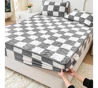Milk Velvet Mattress Protector, Winter Plush Warm Bed Mattress Protective Cover, 360° Wrap Topper Encasement Cover, for Home, Bedroom, Hotel Light Gray Pillowcase 48x74cm*2