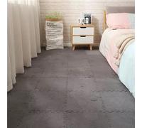 Milk Velvet Patchwork Rugs, Plush Puzzle Foam Floor Mat, Puzzle Floor Mat Tiles, Carpet Tiles with Padding, Anti-Slip Rug Puzzle Mats for Floor (Dark gray,20Pcs)
