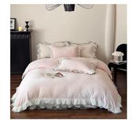 Milk Velvet Quilt Set 4 Pieces, Winter Duvet Cover Without Quilt Core, Ruffled Bedding Set, Fluffy Floating Wool Craft Bedding, Versatile Bedroom Decoration Style (Rose Queen)