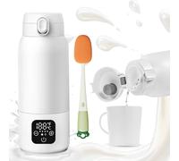 Milk Warmer Cup with Charging Cable, Thermostat Pot Milk Regulator 500 ml for Breast Milk, Formula, Milk, Coffee, Water and Other Liquid Heating (with Pot Brush)