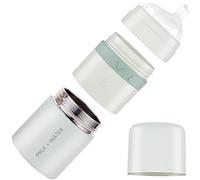 MILK + WATER All-in-One Baby Bottle for On-The-Go, 5oz - Baby Formula Mixer & Feeding Bottle, Keeps Water Warm & Formula Fresh - Anti-Colic Teat, Stage 2, 3M+ (Olive Green)