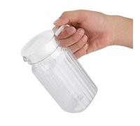 Milk Water Plastic Jug with Lid for Fridge, Ribbed Beverage Drink Pitcher Acrylic Transparent Juice Bottle Striped Ice Cold Juice for Bar Home (Size: 500Ml)