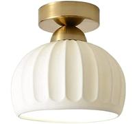Milk White Ceramic Lampshade Ceiling Lamp Nordic Minimalist Ceiling Light Fixture Semi Recessed Ceiling Lamp Easy Clean Wrought Iron Frame Lighting Fixtures for Cloakroom, Aisle Made in