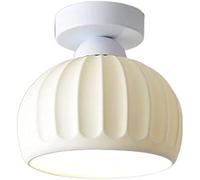 Milk White Ceramic Lampshade Ceiling Lamp Nordic Minimalist Ceiling Light Fixture Semi Recessed Ceiling Lamp Easy Clean Wrought Iron Frame Lighting Fixtures for Cloakroom, Aisle