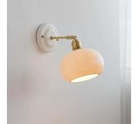 Milk White Glass Wall Sconce Adjustable Brass French Country Wall Light Fixture Vintage Ribbed Ceramics Mid Century Modern Wall Mounted Lamp for Bedroom Living Room Farmhouse Kids