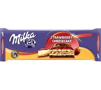 Milka Milk Chocolate Strawberry Cheese Cake Flavor, 300 g - Pack of 1