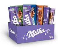 Milka Selection Gift Box, Assorted Chocolate Bars, Delightful Mix of Flavours, 100 g Bars (Pack of 10 Bars)