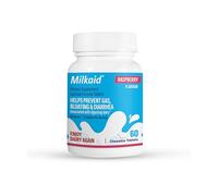 Milkaid Lactase Enzyme Chewable Tablets for Lactose Intolerance Relief | Prevents Gas, Bloating & Diarrhea | Fast Acting Dairy Digestive Supplement (60 Tablets, Raspberry)