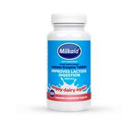 Milkaid Lactase Enzyme Chewable Tablets for Lactose Intolerance Relief, Prevents Gas, Bloating & Diarrhoea, Gluten Free & Vegan, Rasberry, 120 Count