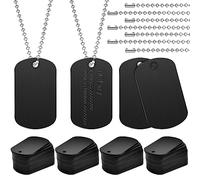 Milkary 200Pcs Military Dog Tags, Rectangle Blank Metal Stamping Tags Set Including 100Pcs Aluminum Blank Dog Tags 100Pcs Ball Steel Chains Personalized Pets Tags for DIY Decorative Craft (Black)