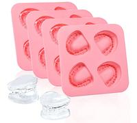 Milkary 4 Pack Ice Cube Trays, Teeth Silicone Ice Mold Denture, Large Reusable Ice Trays Funny Gag Gift for Dentist Party Favor on April Fool's Day Father’s Day Halloween- BPA Free