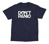 MILKGROUND Don't Panic Inspired by Hitchhiker's Guide to The Galaxy T-Shirt Black Navy 3XL
