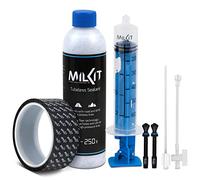 milKit Conversion Kit - Easy Tubeless Tire Conversion Without The Mess and Clogged-Up Valves - Sealant Bottle - Selant Injector - Rim Tape - Valves Pack - Presta Valve Core Removal Tool