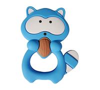 MilkMama Racoon Silicone Teether Soother Teething Sensory Chewy Chewelry BPA Free, 7 Colours (blue)