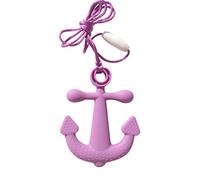 MilkMama Sea Ship Anchor Silicone Teether Soother Teething Sensory Chewy Chewelry BPA Free With Chord and Breakaway Clasp, 5 Colours (purple)