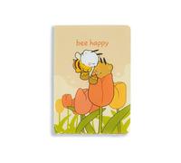 Milkmochabear Bee Happy Grid Dot Notebook in Orange Authentic Merchandise 5.75" x 8.25" x 0.6" Inches 100 Double-Sided Pages Hardcover with Band Ribbon Bookmark and Inside Pocket Cute Adorable