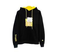 Milkmochabear Black Snuggle L Fleece Hoodie Authentic Merchandise Unisex Drop Shoulder Milk and Mocha Bear Character Screen Print Embroidered For Men Women Adorable Cute Soft Comfy Casual