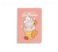 Milkmochabear Ice Cream Grid Dot Notebook in Pink Authentic Merchandise 5.75" x 8.25" x 0.6" Inches 100 Double-Sided Pages Hardcover with Band Ribbon Bookmark and Inside Pocket Cute Adorable