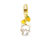 Milkmochabear Milk Enamel Keychain Authentic Merchandise Mini Clasp All Metal Gold Finish with Two Charms For Handbags Purses Bags Belts Backpacks Men and Women Couples Matching Cute Adorable