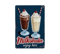 Milkshake Enjoy Here Tin Sign Vintage Style Home Bar Garden Wall Plaque Decor Metal Poster 8x12 Inch