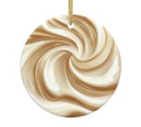 Milkshake fusion Print Ceramic Christmas Tree Hanging Ornaments - Round Decorative Keepsake for Xmas, Home, Party, Holiday