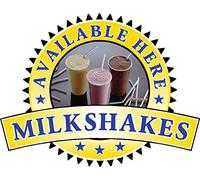 Milkshake Sold Here Sticker - Catering Sign Window Cafe Ice Cream Vinyl Decal (Large 400 x 520mm, Yellow)
