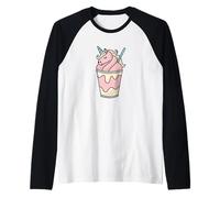 Milkshake Unicorn Cute Dessert Fantasy Pun Art Magical Sweet Raglan Baseball Tee