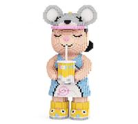 Milktea Bear Micro Building Blocks Set (7220 Pieces), DIY Bubble Tea Bear Building Kit for Adults & Teens 14+, Cute Collectible Brick Display Model, Creative Construction Gift 46cm