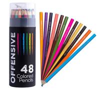 MilkToast Brands 48 Funny & Offensive Colored Pencils for Adults - Pre-Sharpened Gag Gift Set for Adult Coloring Books, Cussing, Pranks, and Creative Stress Relief