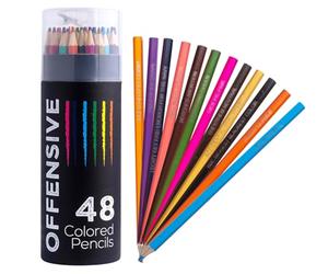 MilkToast Brands 48 Funny & Offensive Colored Pencils for Adults - Pre-Sharpened Gag Gift Set for Adult Coloring Books, Cussing, Pranks, and Creative Stress Relief