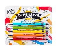 MilkToast Brands Funny Offensive Pens 5-Pack Set, Black Ink Ballpoint Pens with Sarcastic Sayings for Adults, Snarky, Inappropriate, Swear Word, Gag Gifts for Coworkers, Office Supplies