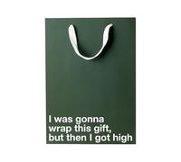 MilkToast Brands Funny Stoner Gift Bags - Medium Kraft Paper Gift Bag with Hilarious Snarky Sayings I Was Gonna Wrap This Gift, But Then I Got High - Gag Gift Wrapping for Birthday (11 x 8 x 4 in)