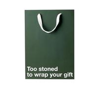 MilkToast Brands Funny Stoner Gift Bags - Medium Kraft Paper Gift Bag with Hilarious Snarky Sayings Too Stoned to Wrap Your Gift.- Gag Gift Wrapping for Birthday, Secret Santa (11 x 8 x 4 in)
