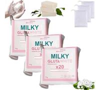 Milky Gluta White Soap 20x, Milky Gluta White Soap, Glutamilk Soaps, Glutamilk Premium BarSoap for Face & Body, Deep Cleanse, Exfoliate & Hydrated (3PCS)