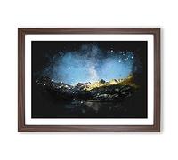 Milky Way Above Bishop California Paint Splash Framed Print | A2 Walnut Framed Wall Art | Ready to Hang | Modern Space Picture | Living Room Bedroom Lounge Office