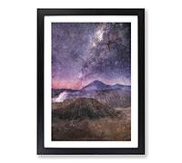 Milky Way Above Mount Bromo Painting Framed Print | A2 Black Framed Wall Art | Ready to Hang | Modern Space Picture | Living Room Bedroom Lounge Office