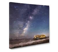 Milky Way Above Santa Cruz Beach Canvas Print | Gallery Wrapped 30mm Frame Wall Art | 14x14 inches | Ready to Hang | Abstract Seascape Picture | Living Room Bedroom Lounge Office