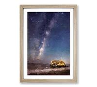 Milky Way Above Santa Cruz Beach in Abstract Framed Print | A2 Oak Framed Wall Art | Ready to Hang | Abstract Space Picture | Living Room Bedroom Lounge Office