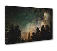 Milky Way Above The Treetops Canvas Print | Gallery Wrapped 30mm Frame Wall Art | 24x16 inches | Ready to Hang | Abstract Space Picture | Living Room Bedroom Lounge Office