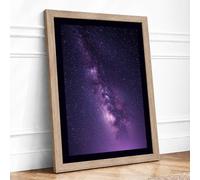 Milky Way Ascendant Minimalist Framed Wall Art Print A4 (29.7×21cm) Oak, Wall Decor for Living Room, Bedroom, Office & Home, Ready to Hang, Art Gift