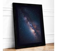 Milky Way at Night Minimalist Framed Wall Art Print A1 (84.1×59.4cm) Black, Wall Decor for Living Room, Bedroom, Office & Home, Ready to Hang, Art Gift