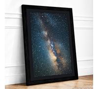 Milky Way at Night Minimalist Framed Wall Art Print A1 (84.1×59.4cm) Black, Wall Decor for Living Room, Bedroom, Office & Home, Ready to Hang, Art Gift