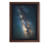 Milky Way at Night Minimalist Framed Wall Art Print A2 (59.4×42cm) Walnut, Wall Decor for Living Room, Bedroom, Office & Home, Ready to Hang, Art Gift