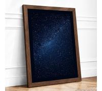 Milky Way at Night Minimalist Framed Wall Art Print A4 (29.7×21cm) Walnut, Wall Decor for Living Room, Bedroom, Office & Home, Ready to Hang, Art Gift