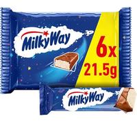 Milky Way Chocolate Bars, Nougat & Milk Chocolate Multipack, 6 x 21.5g, Ideal Christmas Chocolate Gifts, Snacks or Hamper