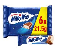 Milky Way Chocolate Bars, Nougat & Milk Chocolate Multipack, 6 x 21.5g, Ideal for Party Bag Fillers, Snacks or Hamper